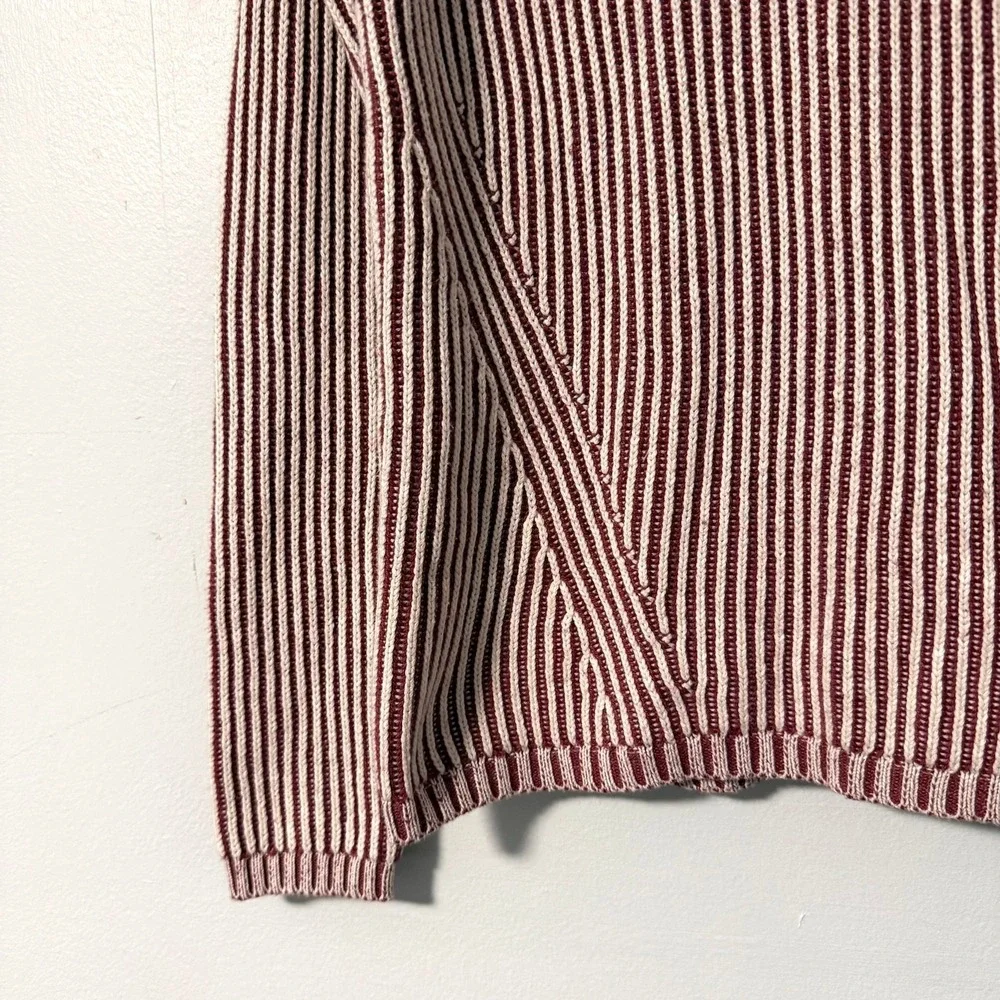 Rachel‎ Zoe Cowl Neck Striped Knit Sweater Size S Burgundy Cream Casual